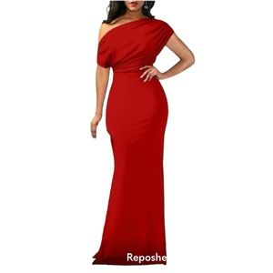 Women's Red Off Shoulder Bodycon Maxi Dresses Size 2X NWOT